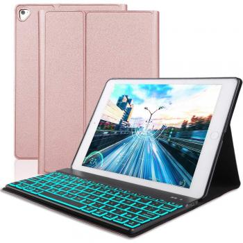 Custodia Tastiera per iPad PRO 11 con Slim Fit Cover e Tastiera Bluetooth Wireless Staccabile (Rosa Oro)