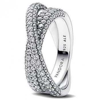 Anillo Dual Cruzado Pavé 48 Plateado – Pandora Timeless