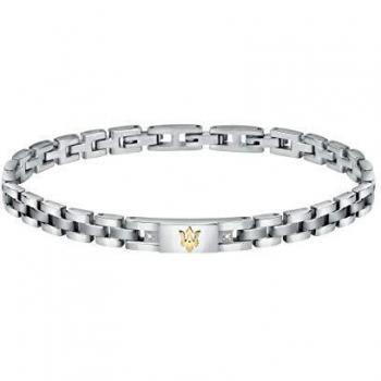 Pulsera Maserati Hombre, Colección JEWELS, en Acero, PVD Oro, diamantes