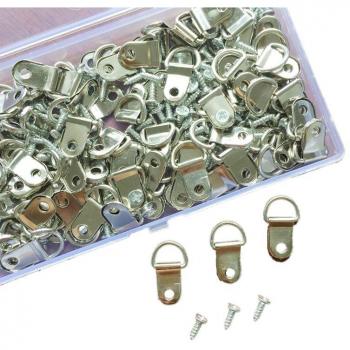 100 unids/set D anillo colgante para marco de imagen con ganchos y tornillos