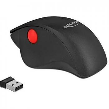 Delock Mouse Ergonomico Senza Fili Rosso e Nero