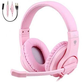 BlueFire Kids Gaming Headset with Microphone, 3.5mm Deep bass Stereo Gaming Headset for PS4/Xbox One/Xbox One S/Xbox One X/Nintendo Switch/PS4 Slim/S4 Pro/PC(Pink)