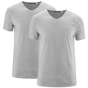 Living Crafts 2er-Pack Bio-Herren-T-Shirts Dean grau meliert, Gr. XL