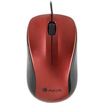 NGS Crew Red Mouse Ottico 1200dpi con Cavo USB, Mouse per Computer o Laptop con 2 Pulsanti, Ambidestro, Rosso