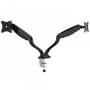 Supporto SBOX per due monitor 33–68 cm (13–27″) con molla a gas, VESA 75×75 e 100×100 – Nero