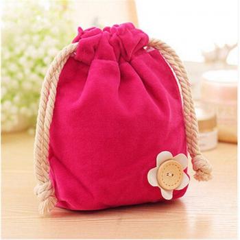 Bolso Floral de Terciopelo con Cordón y Compartimento para Tarjetas