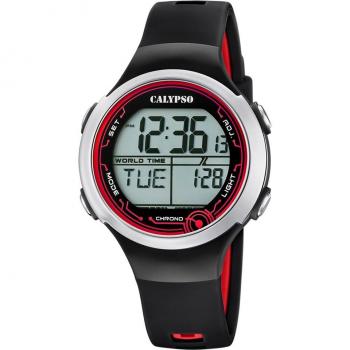 Reloj Calypso Digital Crush K5799/6 Negro Correa De Caucho, Unisex