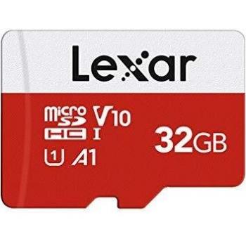 Scheda di Memoria microSDHC con Adattatore SD, Lexar, A1, U1, C10, V10, Classe 10, Vel