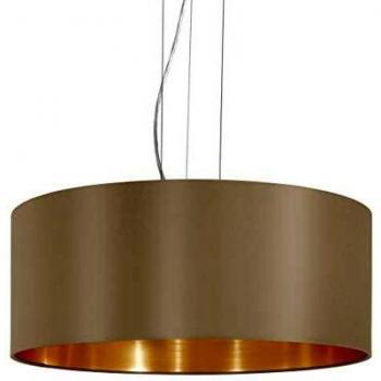 EGLO Lámpara de techo Maserlo, lámpara colgante textil de 3 focos