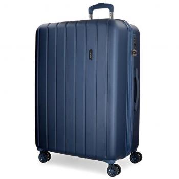 Movom Wood Maleta mediana Azul 44,50x65x27,5 cms Rígida ABS Cierre TSA 68L 3,8Kgs 4 Ruedas Dobles Extensible