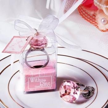 Llavero de diamante para mujer con 5 anillos transparentes