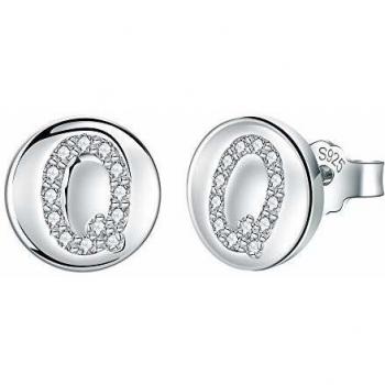 Pendientes Letra Inicial Q Plata 925 Hipoalergénicos con Circonita Cúbica