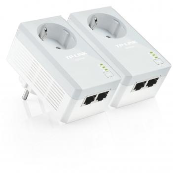 TP-LINK TL-PA4020P KIT Nano Powerline AV600 con 2 Porte Ethernet e Presa Passante Schuko, fino a 600 Mbps e 300 Metri di Copertura, Design Miniaturizzato e Discreto, Plug&Play, con Due Adattatori