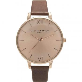 Olivia Burton Mujer Ob13bd10 Reloj de 38 mm con correa de piel marrón y caja oro rosa