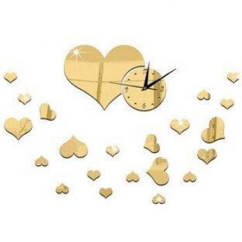 Reloj de pared 3D Amor con espejo y diseño de dibujos animados