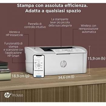 HP LaserJet M110we Stampante a Singola funzione, 6 Mesi di Piano Toner Instant Ink incluso con HP+