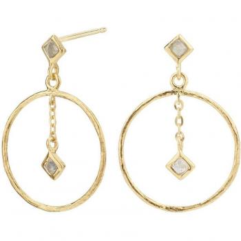 Pendientes aro con piedra lunar gris Itemporality SEA-210-146-UU