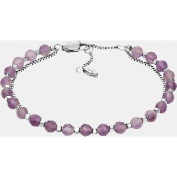 Pulsera de acero con amatista Fossil