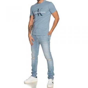 Camiseta Calvin Klein Jeans Monólogo Manga Corta Azul Negro Verde