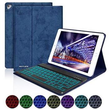Custodia Tastiera iPad 9.7, Custodia iPad 2018 con Tastiera Italiano Retroilluminazione a 7 Colori Bluetooth per iPad 2018/iPad 2017/iPad pro 9.7/iPad Air 2/1 con Smart Auto Sleep-Wake (Blu scuro)