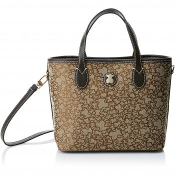 Tous Capazo Pequeño Kaos Mini de Jacquard, Bolso Bolera para Mujer, Marrón (Brown), 13x20x29 cm (W x H x L)