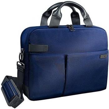 Leitz 60390069, Bolsa para ordenador portátil de 13,3 Smart Traveller, Poliéster/Piel, Azul titanio