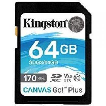 Kingston SDG3/64GB Scheda di Memoria SD (64GB SDXC Canvas Go Plus 170R C10 UHS-I U3 V30)