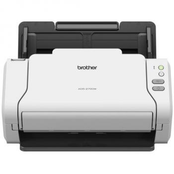 Scanner di documenti desktop Brother ADS-2700W con funzione duplex, USB, rete cablata, Wi-Fi e touchscreen in bianco