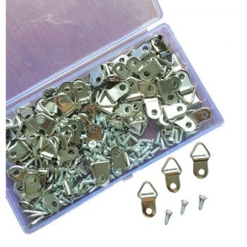 100 unids/set D anillo colgante para marco de imagen con ganchos y tornillos