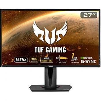 ASUS TUF Gaming VG27AQZ Monitor Gaming 27”, WQHD (2560x1440), 165Hz, IPS, Tempo di Risposta 1ms, G-SYNC, Adaptive Sync, Extreme Low Motion Blur, HDR10, Regolabile, Nero