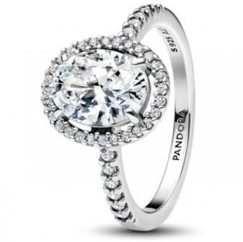 Anillo Halo Ovalado Brillante en Plata de Ley