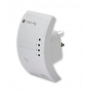 Techly 300N Wireless Range Extender with WPS and UK Plug, White