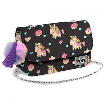 Bolso Satchel Cadena Popnicorn, Negro