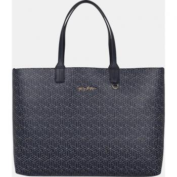 Bolso Tote grande Tommy Hilfiger azul marino con monograma