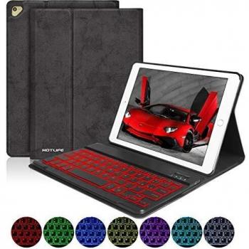 Custodia Tastiera iPad 2018, Custodia iPad 9.7 con Tastiera Italiano Retroilluminata Bluetooth Removibile per iPad 2018(6th Gen)/iPad 2017/iPad pro 9.7/iPad Air 2/1 con Smart Auto Sleep-Wake (Nero)