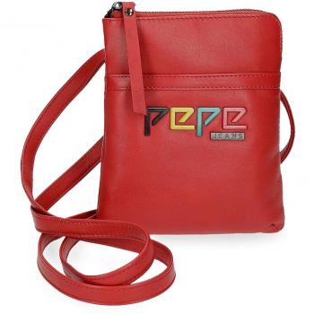 Bandolera Pepe Jeans Mandala Pequeña Roja de Piel 13x16,5x1,5 cms
