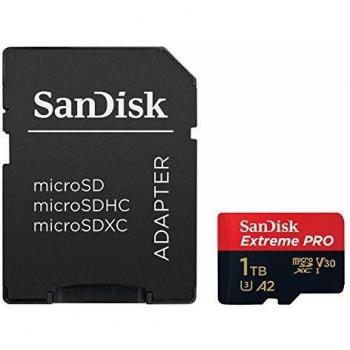 SanDisk Extreme PRO microSDXC card da 1 TB con adattatore SD e colore nero-rosso