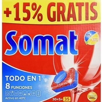 Somat Tabs Todo en 1: Lavavajillas Detergente 35 unidades