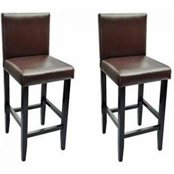 VidaXL 2x Taburetes de Cocina Modernos Piel Sintética Marrón Silla Alta Barra