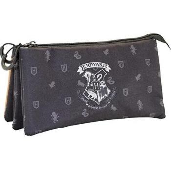 Estuche Portatodo Triple Harry Potter Hogwarts, Negro