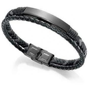 Pulsera Viceroy Heat de Piel Trenzada Doble en Negro y Gris
