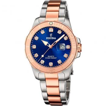 Reloj Festina Boyfriend F20505/3 Azul Correa De Acero Inoxidable 316l, Mujer