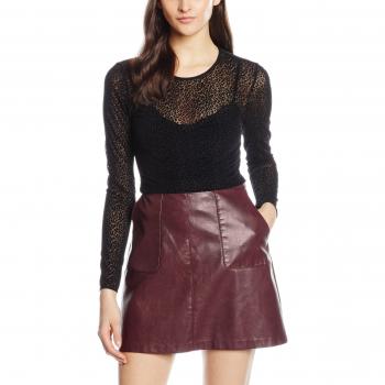 PIECES PCLEOLIA LS MESH TOP BOX FF, Camisa Manga Larga Mujer, Negro (Talla 38)