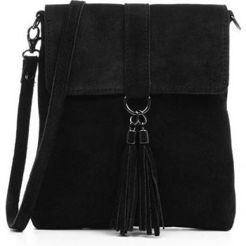 FIRENZE ARTEGIANI. Scolastica Bolso bandolera Mujer.Piel auténtica Gamuza  . 20x6x24cm