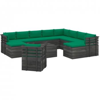 Pallet Lounge de 12 piezas con pin sólido Vidaxl