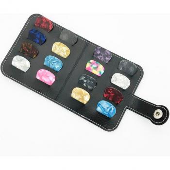 SLOZZ Leder Gitarre Halter Tasche Brieftasche Akustik E-Gitarre Plektrum 0,46 0,71 0,96mm Schwarz Dreieck Quadrat