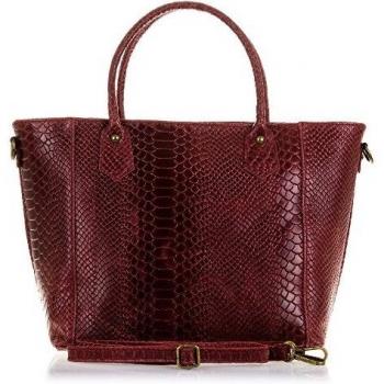 Bolso Tote de Mujer Firenze Artegiani en Piel auténtica Grabado Serpiente Granate Oscuro