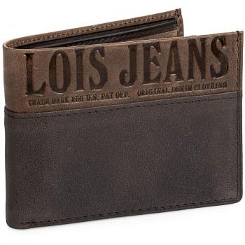 Cartera Hombre de Piel Bicolor Marrón Oscuro