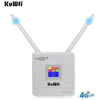 KuWFi 4G LTE Wireless Modem Router with Dual External Antennas for Home/Office, Works with 3 (Tre), Tim, Vodafone and Iliad SIM Card