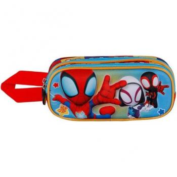 Portatodo 3D Spider-Man Marvel Triple Protector Escolar con Relieve y Cremallera